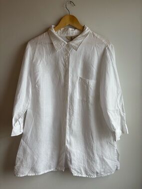 Classic White 100% Linen Blouse